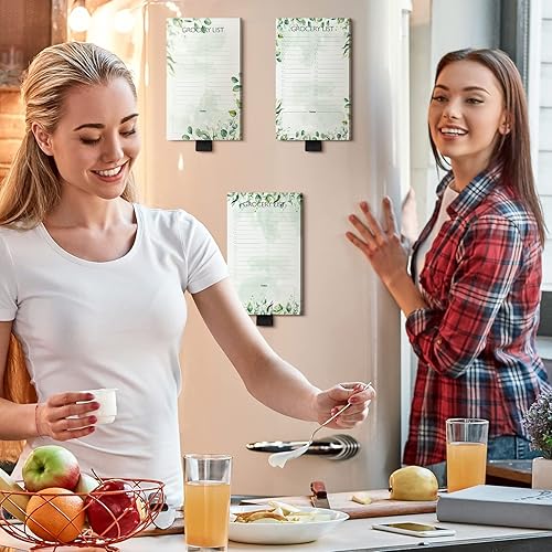 Miniatura 7 de Jinei Paquete de 3 blocs magnéticos para lista de comestibles para refrigerador de 4.5 x 7.5 pulgadas, bloc de notas magnético para refrigerador