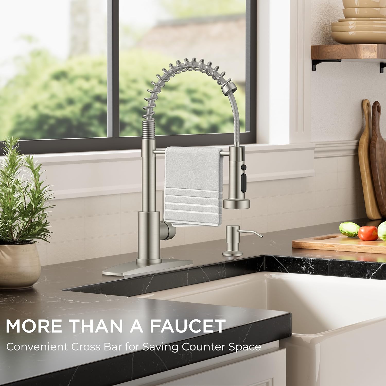 FORIOUS Kitchen Faucets with Sprayer, Brushed Nickel Stainless Steel Sink Faucet Single Handle with Deck Plate, Commercial Classic Spring Faucet for Kitchen Sink, Farmhouse, Laundry Bar RV Camper - Image 7