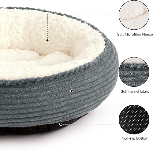 Miniatura 2 de Love's cabin Cama acolchada redonda en forma de dona para gatos y perros, cama para mascotas de 20 pulgadas para gatos o perros pequeños, parte