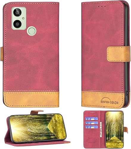 jioeuinly Kalley Silver C Case Compatible with Kalley Silver C Phone Case Cover Flip Stand Cover PU Leather BF11 Wallet Case Red