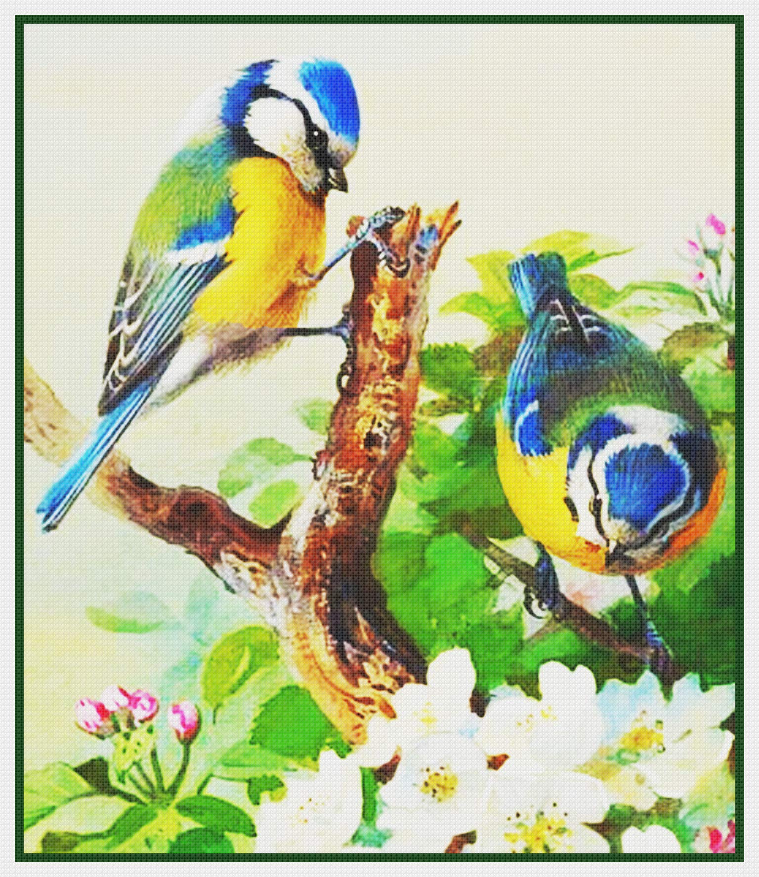 Orenco Originals Bluetits and Blossoms Thorburn Counted Cross Stitch Pattern