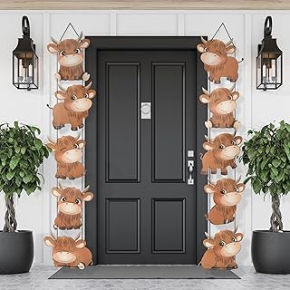 Highland Cow Print Party Banner Cow Print Party Supplies Brown Cow Birthday Party Banner Farm Animal Cow Party Banner for Baby Shower Western Cow Theme Party Indoor Home Outdoor Porch Sign Decorations