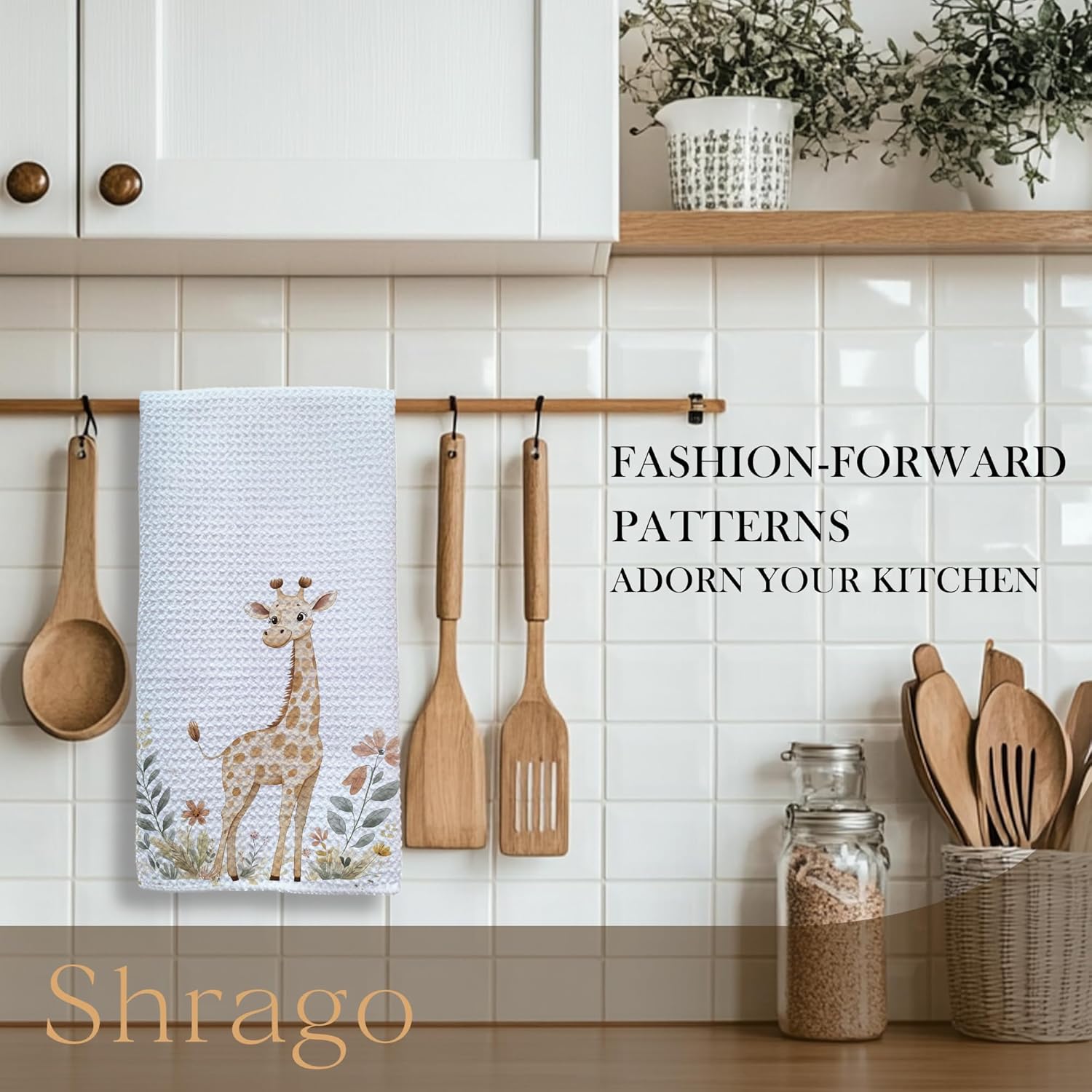 Giraffe Nursery Decor Kitchen Towels, Giraffe Gifts for Women Kids Dish Tea Towels for Kitchen, Animal Lover Gifts Decorative Hand Towel for Kids Bathroom Decor, 16x24 Inch - Image 2