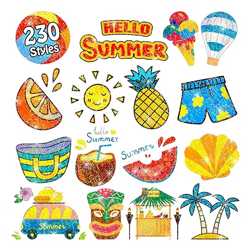 Partywind 28 hojas de tatuajes temporales hawaianos con purpurina para suministros de fiesta de niños, decoración de fiesta de playa tropical Luau,