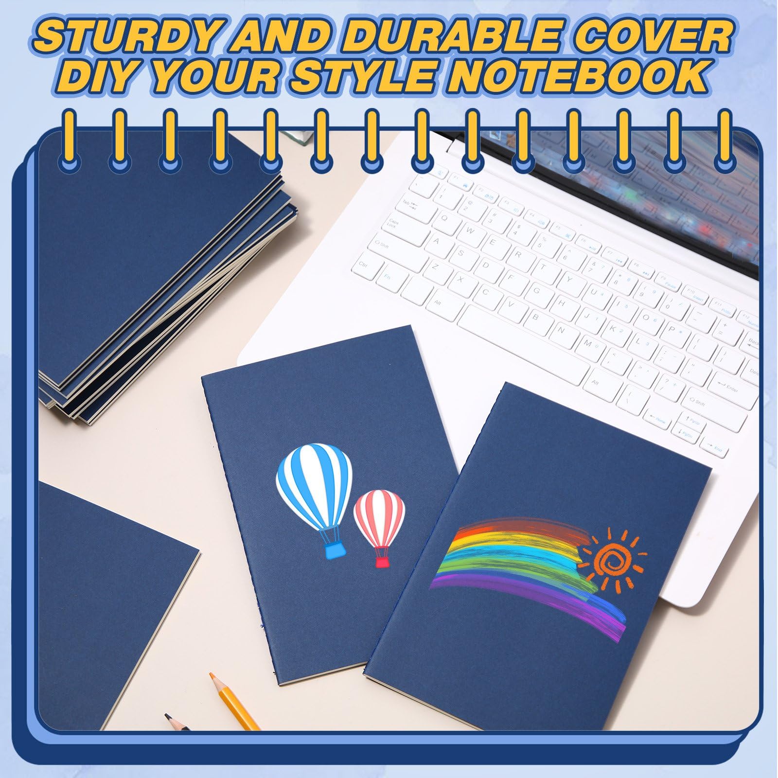 Sabary Paquete de 72 cuadernos de papel kraft de 5.5 x 8.3 pulgadas, cuaderno A5 a granel de tapa blanda a rayas para escribir bocetos, diario de viaje con 60 páginas, 30 hojas (azul marino, línea)