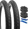 YUNSCM 2-PCS 20 Bike Tires 20x2.12557-406 and 20 Heavy Duty Bike Tubes Schrader Valve Compatible with Road Bike 20x2.0 20x2.10 20 x 2.125 20x2.15 Bicycle Tires and Tubes Y-1228