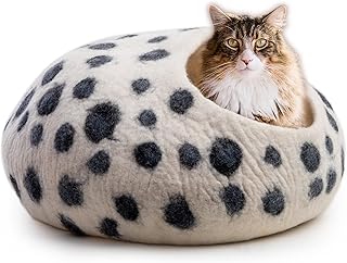 Woolygon - Wool Cat Cave Bed Handcrafted from 100% Merino Wool, Eco-Friendly Felt Cat Cave for Indoor Cats and Kittens