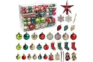 Jingle Bells and Ribbons 132-Piece Christmas Decorations Bundle