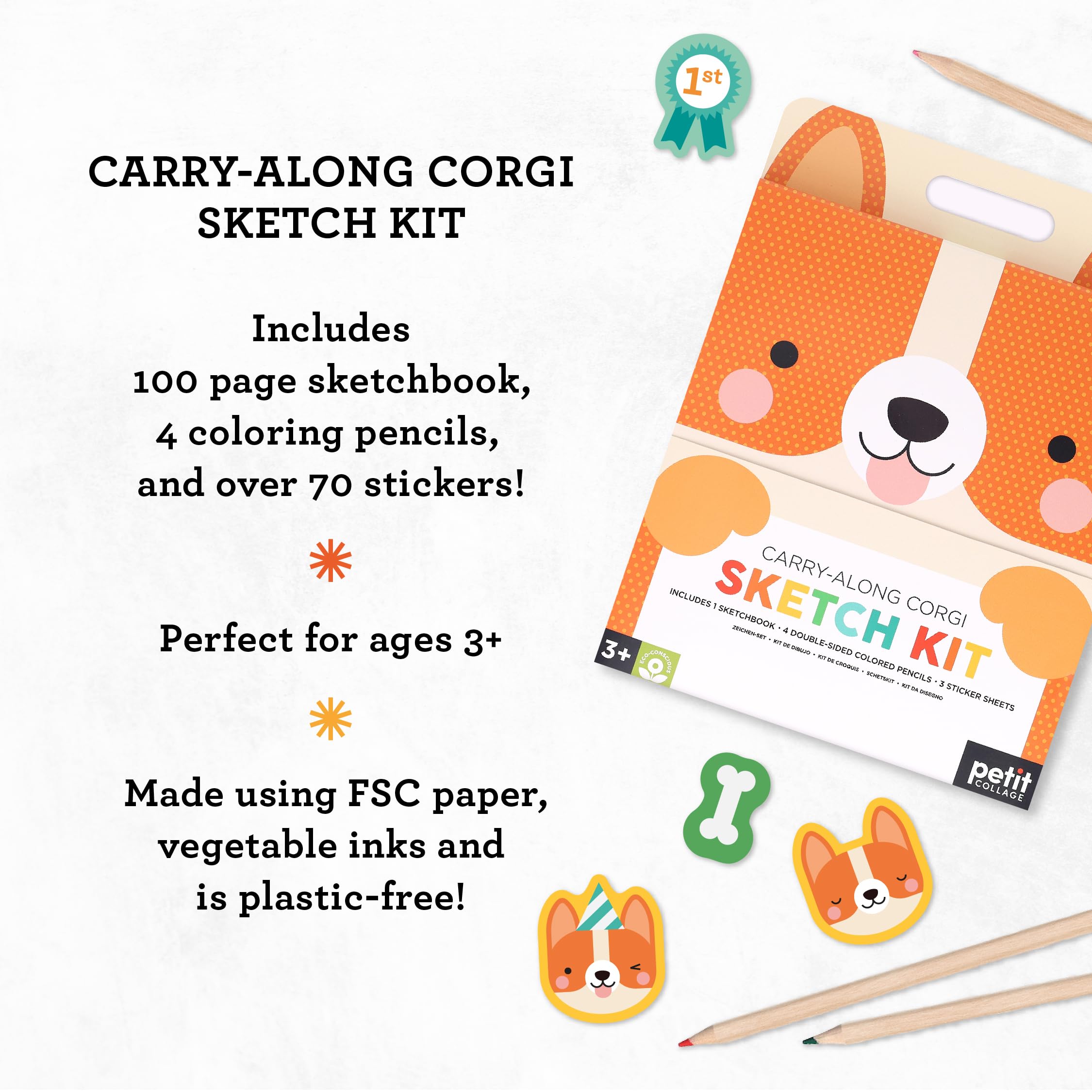 Petit Collage: Carry-Along Corgi Sketch Kit, Multicoloured - Image 3