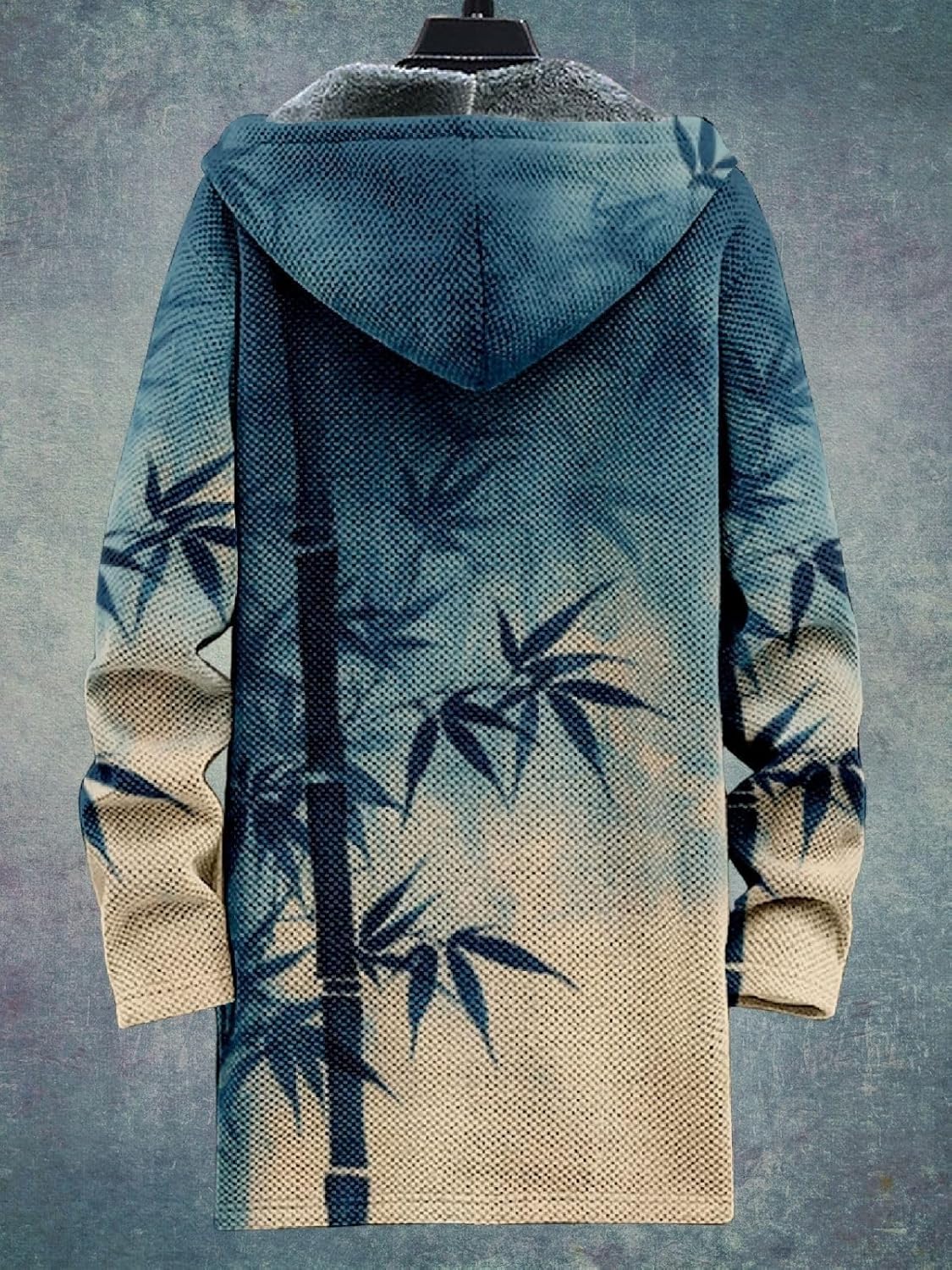 2025 Men's Ethnic Pattern Hooded Jacket Long Cardigan Hoodies Full Zip Vintage Knitted Zipper Coat with Pocket - Image 6