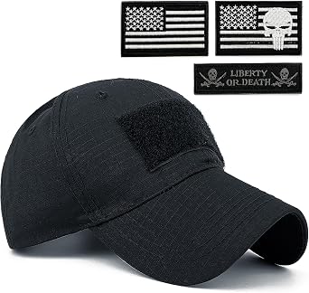 Loneshark Tactical Camo Hat with American Flag Skull Patch
