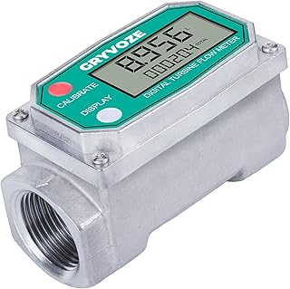1 Inch Water & Fuel Flow Meter for 2.6-26 GPM Inline NPT Thread ±1% Accuracy Flowmeter for Diesel, Gas Oil, Gasoline, and Other Liquids - Supports Sleep Mode, Power-Off Memory (Alu Alloy)