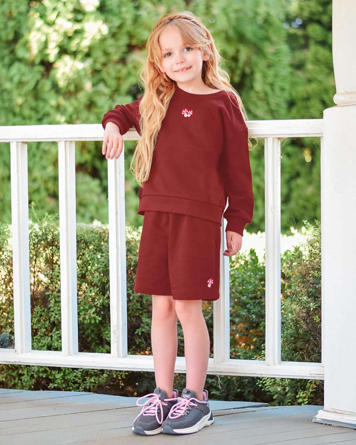 STELLE Girls 3 Piece Outfits Kids Sweatsuit Long Sleeve Sweatshirt Sweatpants and Shorts Matching Set Clothes with Pockets - Image 5