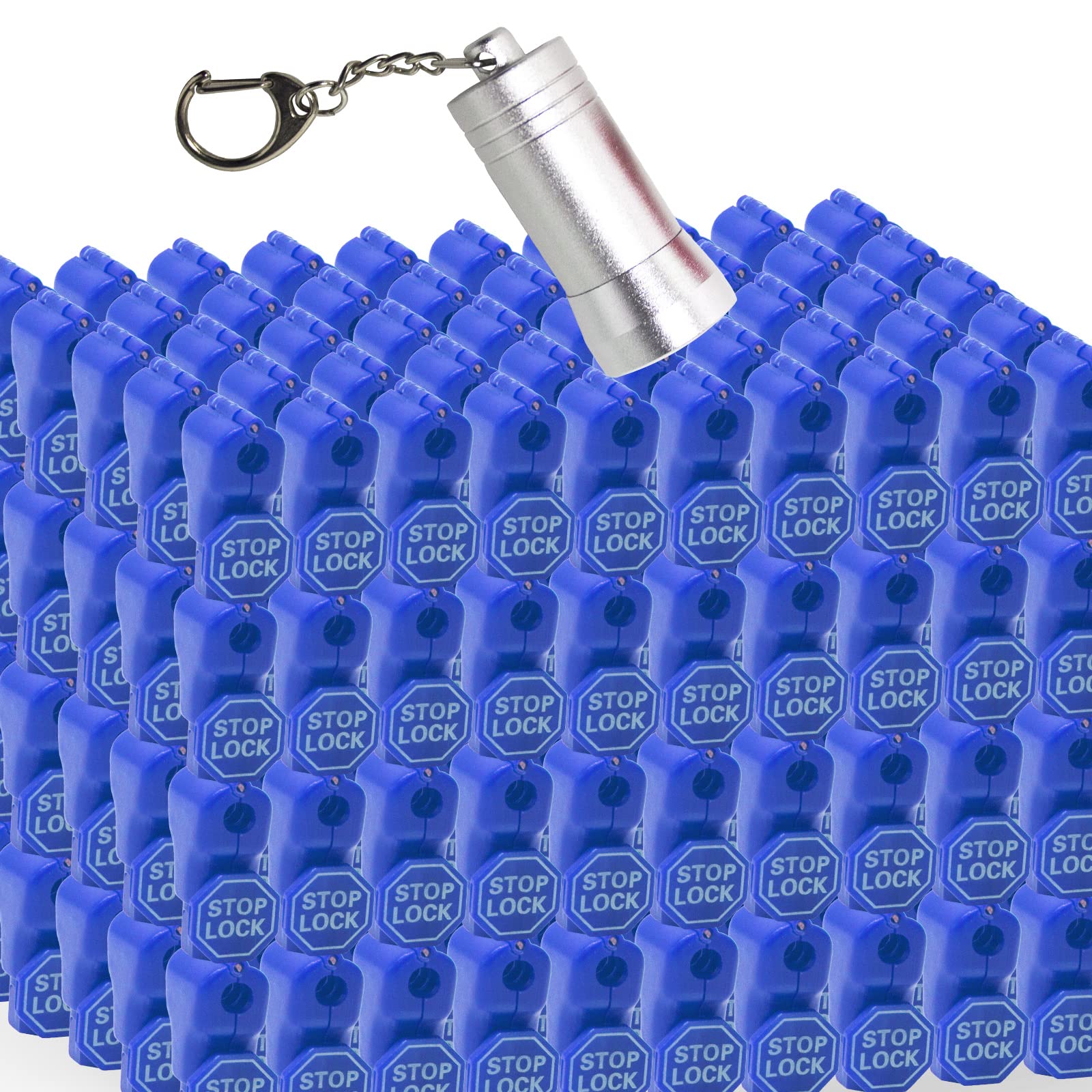 BETERTEKPeg Hook Locks 200 Pack Blue Anti-Theft Peg Hook Stop Lock Pegboard Slat 6mm Display Lock Retail Security Stoppers