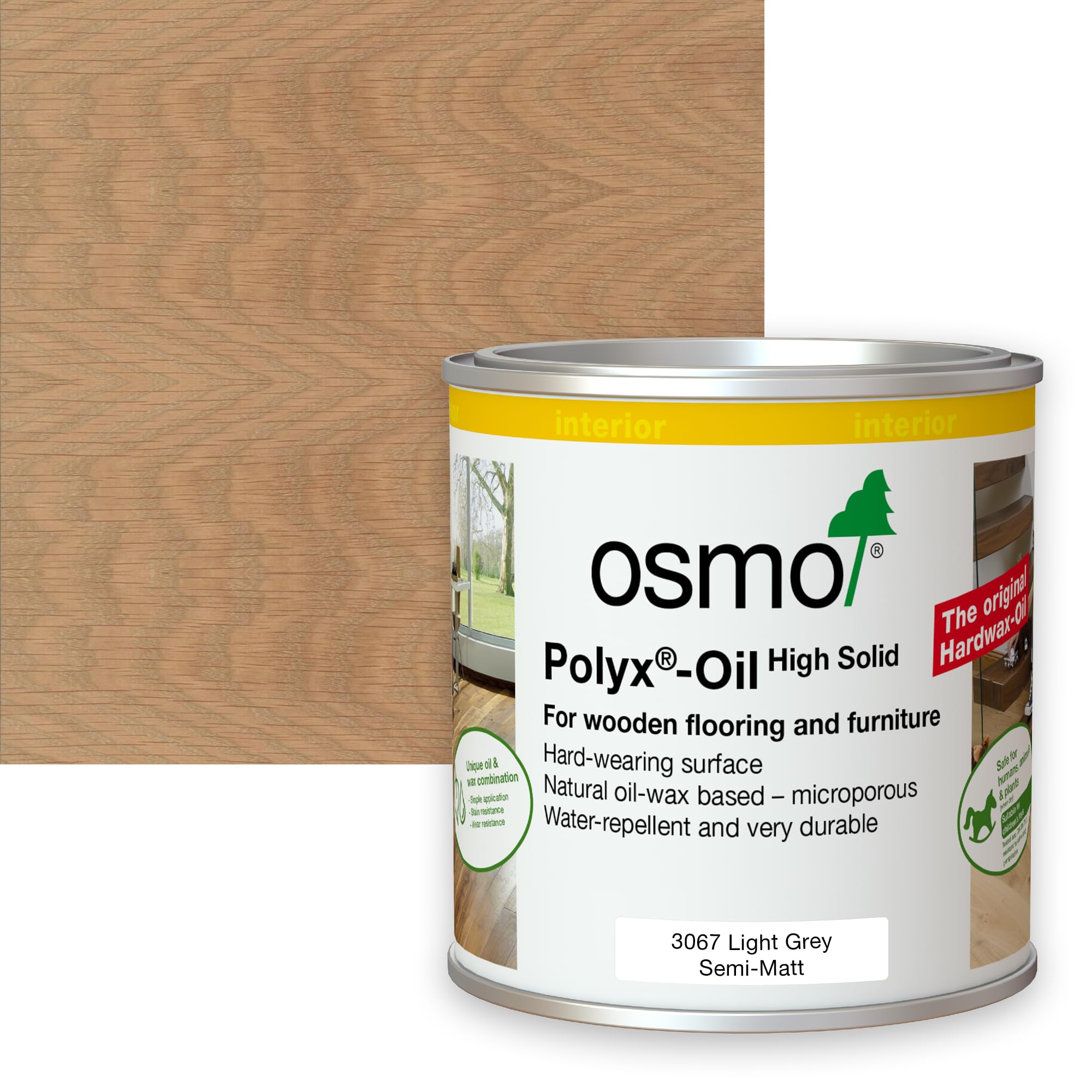 Ambience Hardwood Flooring 3067 Light Grey, Semi-Matt Osmo Polyx Oil Tints, Semi Matt Finish (375Ml, )