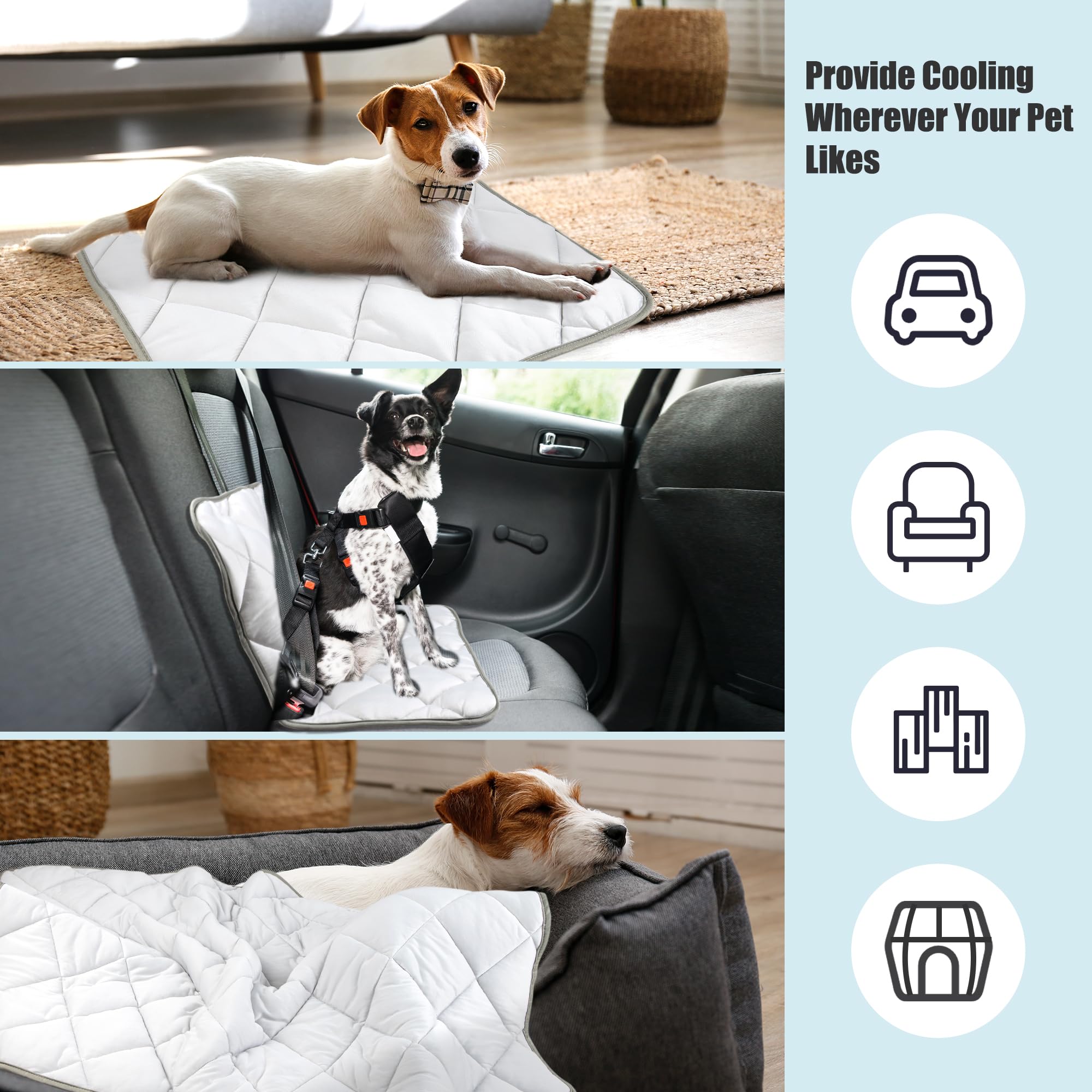 Leekalos Alfombrilla de refrigeración para perros, manta de refrigeración para mascotas, manta de verano para gatos, cojín de refrigeración portátil para mascotas para el hogar y al aire libre,
