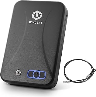 WINCENT Gun Safe Lock Box Portable Smart Pistol Safe One Gun Capacity Handgun Firearm Security Safe Box with RFID & Key fo...