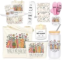 GQDECOR Book Lovers Gifts for Women - 8-Piece Bookish Accessories Set with Tumbler, Bookmark, Socks & More