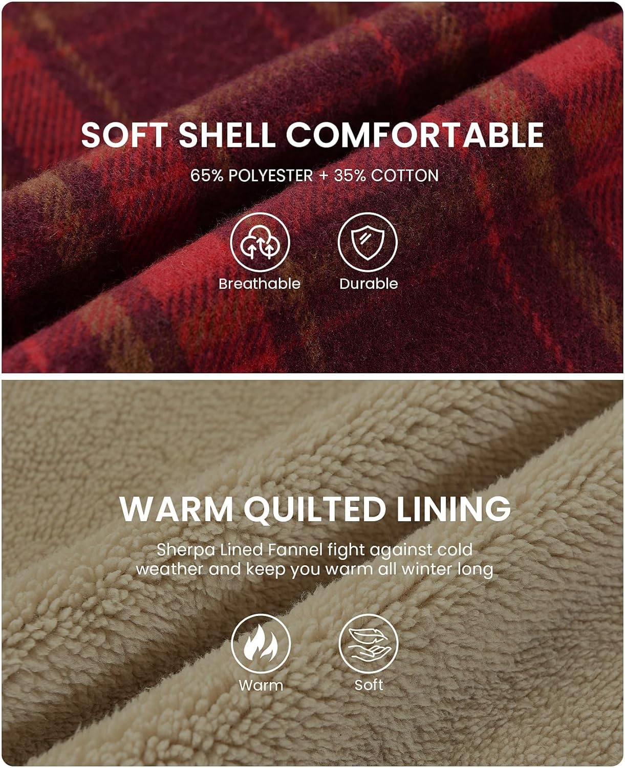 Women's Full Zip Fleece Flannel Jacket Plaid Sherpa Lined Jacket for Women - Image 6