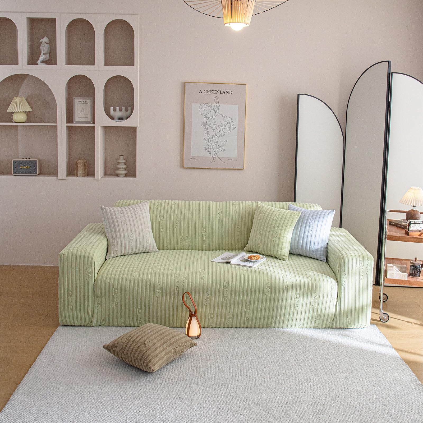 Housse extensible pour canapé 2 places lavable et anti-poussière jacquard