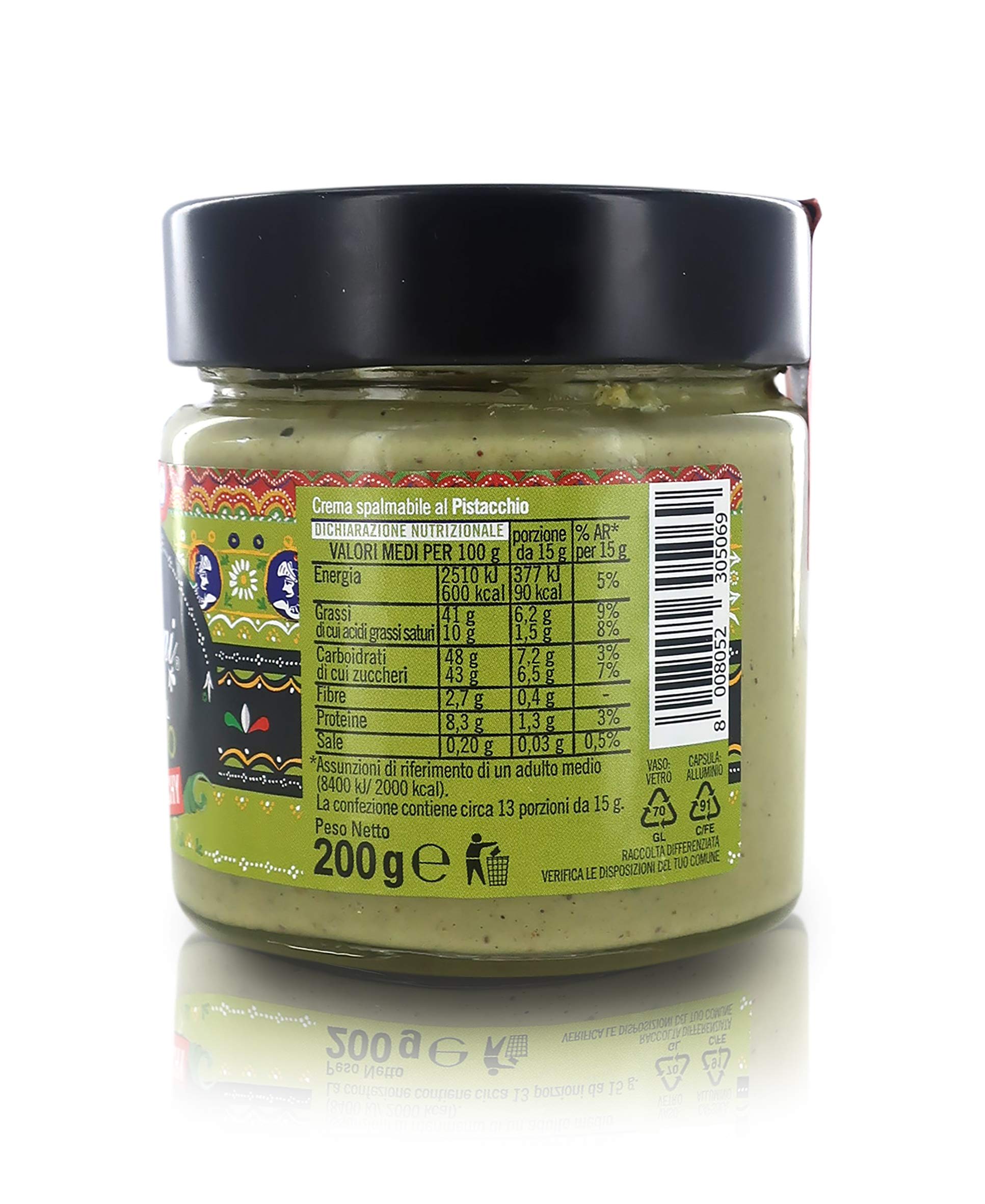 Dolgam Crema Spalmabile al Pistacchio con Granella di Pistacchio [Crunchy], Prodotta in Italia, ''I Siciliani'', 6 Vasetti da 200 Grammi L'Uno, Tot. 1,2 kg
