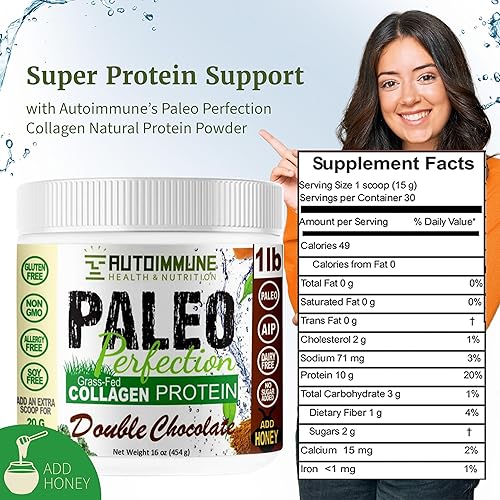Miniatura 2 de Autoimmune Health & Nutrition Paleo Perfection - Polvo de proteína de chocolate doble (sin stevia, compatible con la fase de eliminación AIP), 1