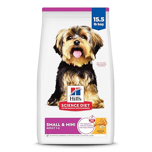 Hill's Science Diet Small & Mini, Adult 1-6, Small & Mini Breeds Premium Nutrition, Dry Dog Food, Chicken & Brown Rice, 15.5 lb Bag