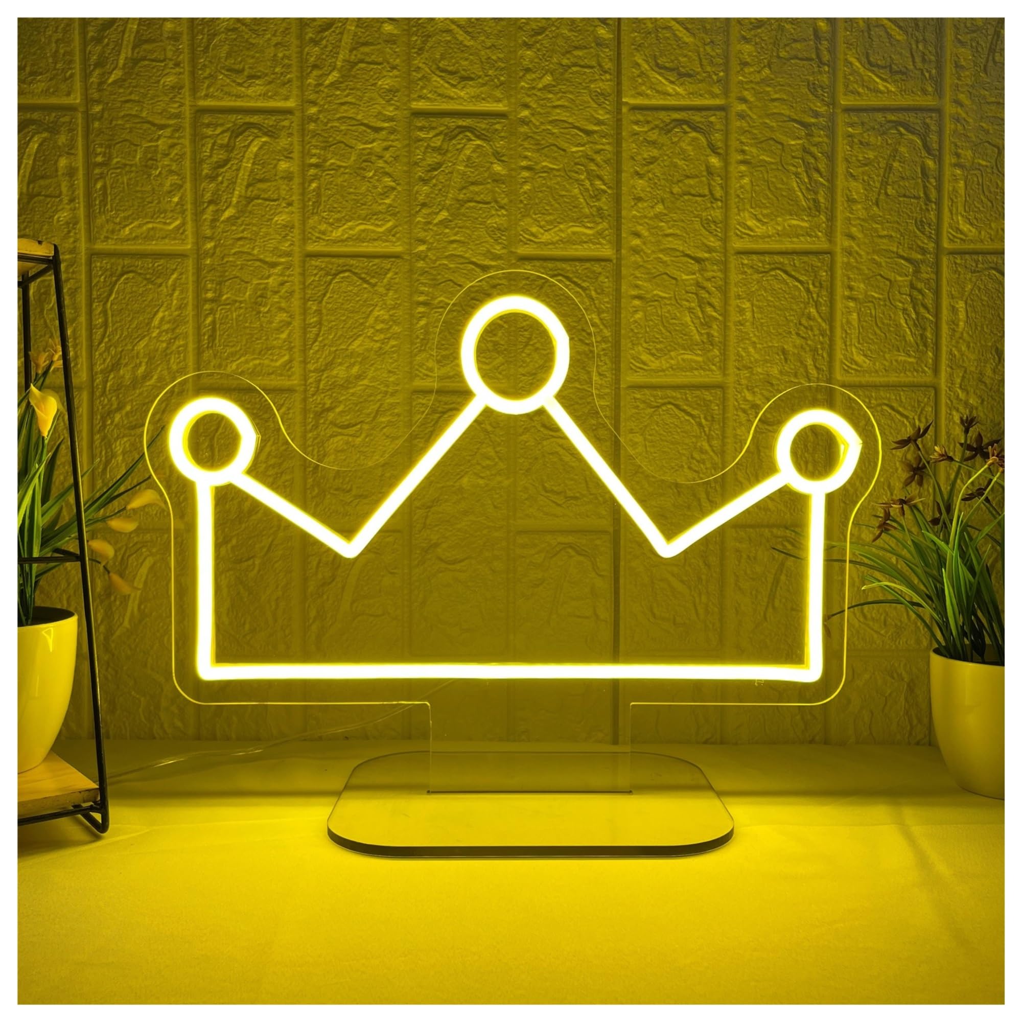 RONGCH Hanging Art Neon Signs Crown Neon Sign, Suitable for Bedroom Decor with Brightness Adjustable 32cmx44cm