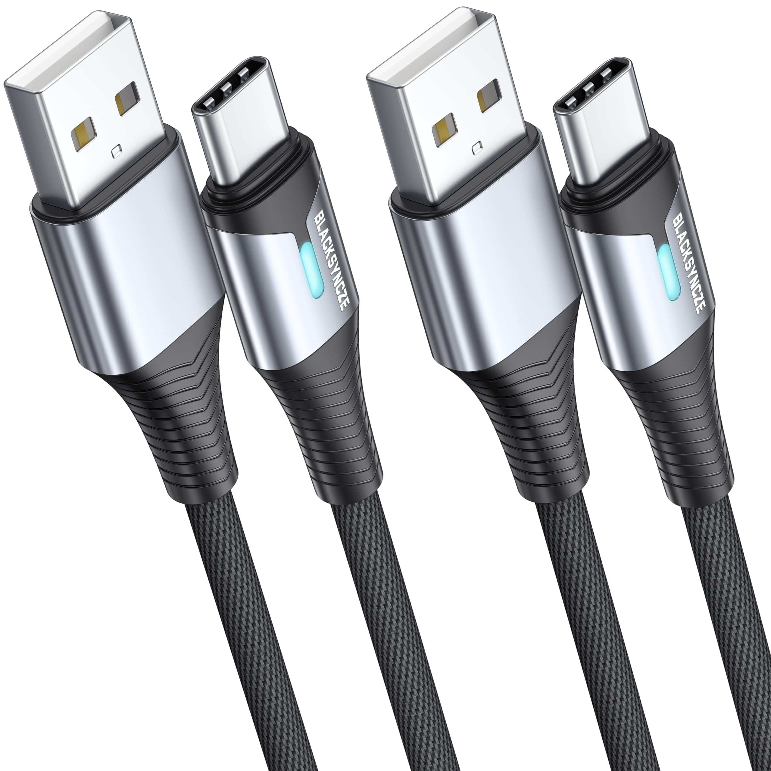 BLACKSYNCZE Cavo USB C [2Pezzi 2M+2M] 3,1A Cavo USB Type-C Ricarica Rapida Cavetto USB C Nylon Cavo Tipo C per iPhone 15 Pro Max, Samsung Galaxy S23 S22 S21, Note20, Huawei P50, Pixel 7, OnePlus