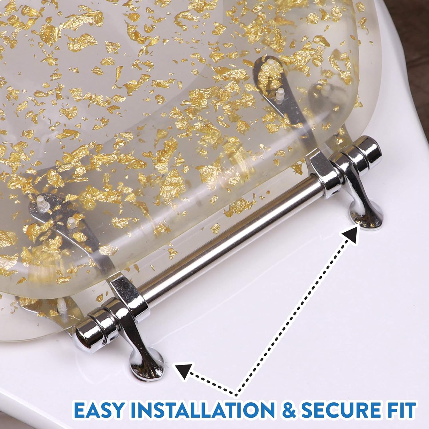 One-Day Sale: Up to 70% Off Ginsey Home Solutions Round Resin Toilet Seat, Gold Foil