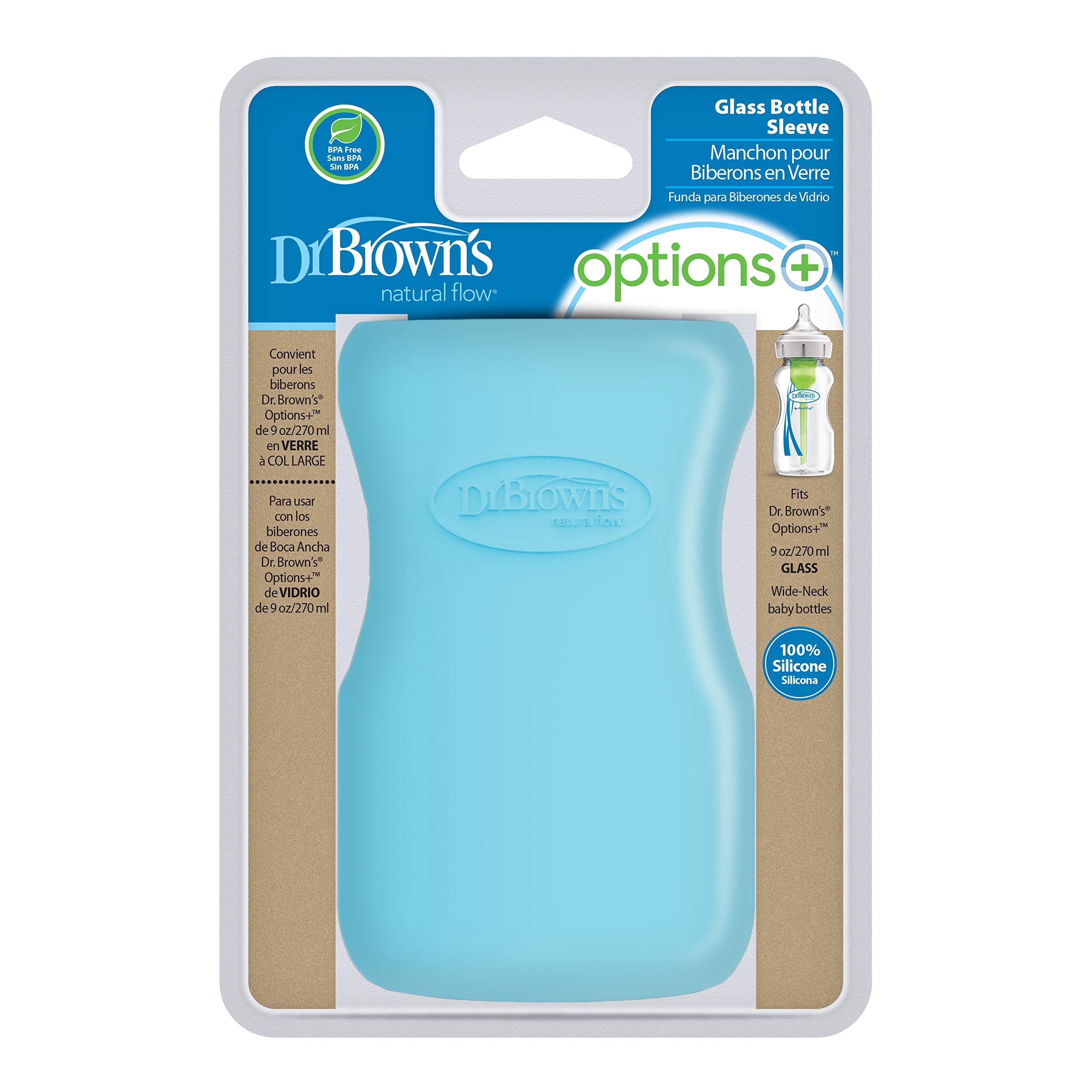 Dr. Brown's Options Housse en verre pour bouteille Bleu 270 ml