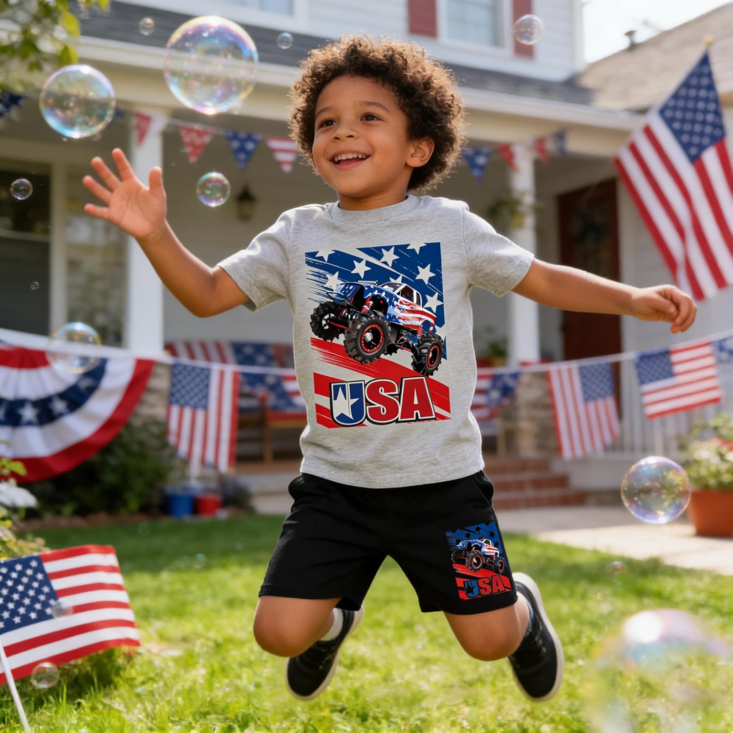 Tkria 4th of July Baby Boy Outfit Toddler Boys Summer 2PCS Sets American Flag Print Tops USA Flag Shorts Set