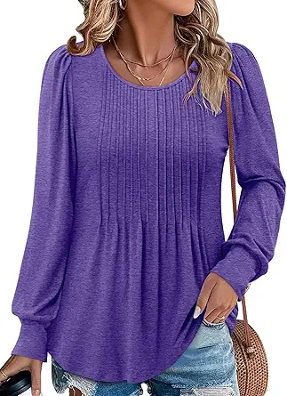BETTE BOUTIK Long Sleeve Shirts for Women Fall Tops Dressy Blouses Crewneck Tunic Tops for Leggings S-3XL