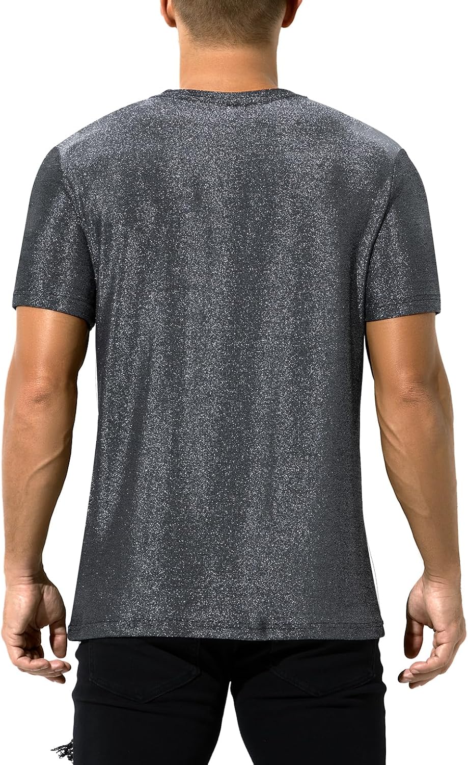 Casey Kevin Men's Shiny Glitter T-Shirt Short Sleeve Shirt Disco Costume Party Shirts image 2