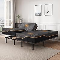 Vista 22 de Base de cama ajustable Queen con control remoto inalámbrico + colchón de espuma viscoelástica de gel Queen de 12 pulgadas cama en una caja
