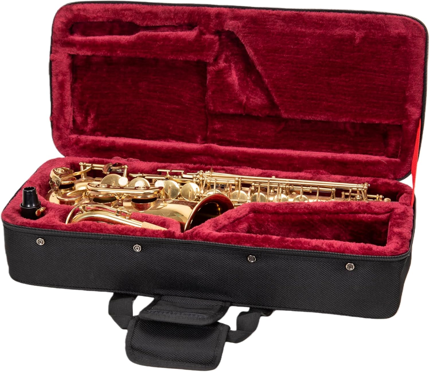 Crossrock Alto Saxophone Foam Case | Lightweight Black Gig Bag with Modern Fabric, Plush Interior & Storage Compartments (CRP300ASBK-R)