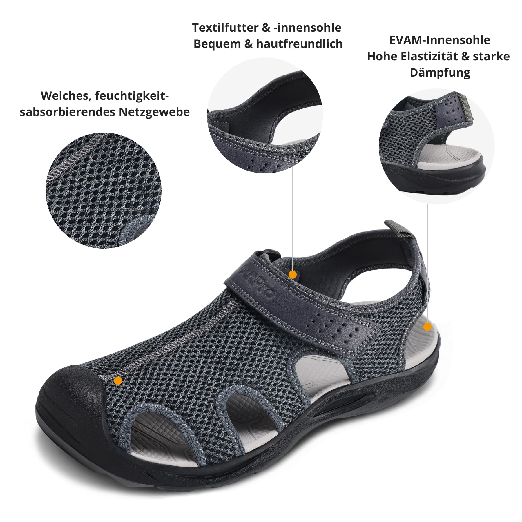 OutPro Sandali sportivi da uomo in rete, leggeri e traspiranti per l'estate, adatti per passeggiate, per passeggiate leggere e altre occasioni