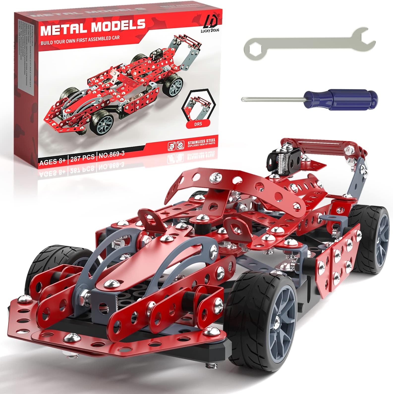 Lucky Doug Building Kit Model Car Set - STEM Project Building Toys for Kids Ages 8-12, Assembly Building Vehicle for Boys 8 9 10 11 Years Old