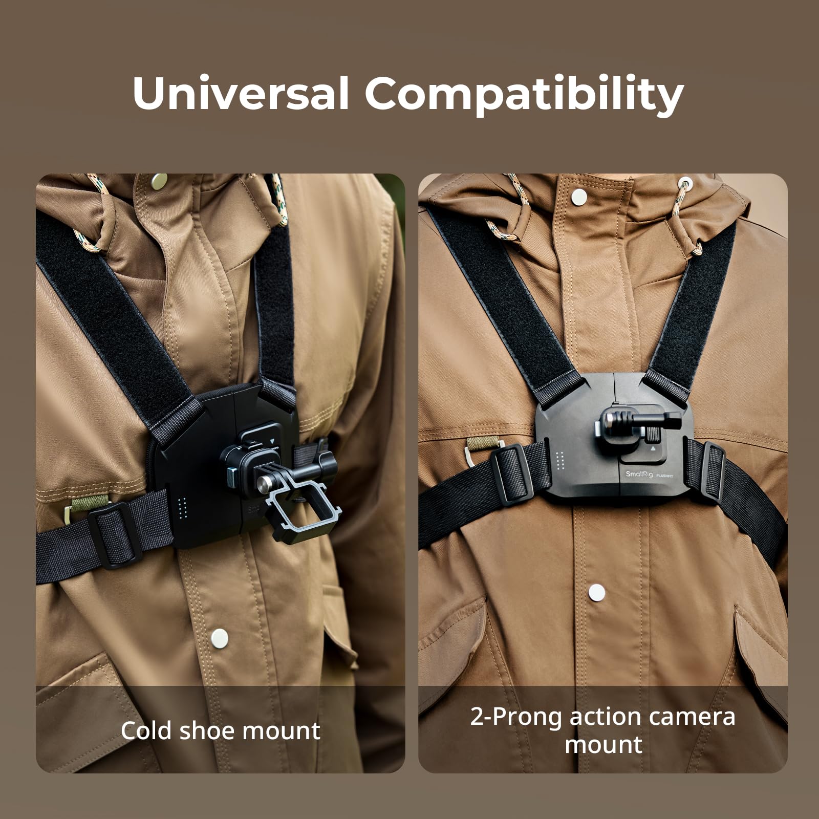 SMALLRIG Supporto pettorale a sgancio rapido con tracolla regolabile e blocco di sicurezza per DJI OSMO Pocket 4 3/Action 6/5 Pro/4/3, per GoPro 13/12/11, per Insta360 Ace Pro 2 e AKASO - 6050