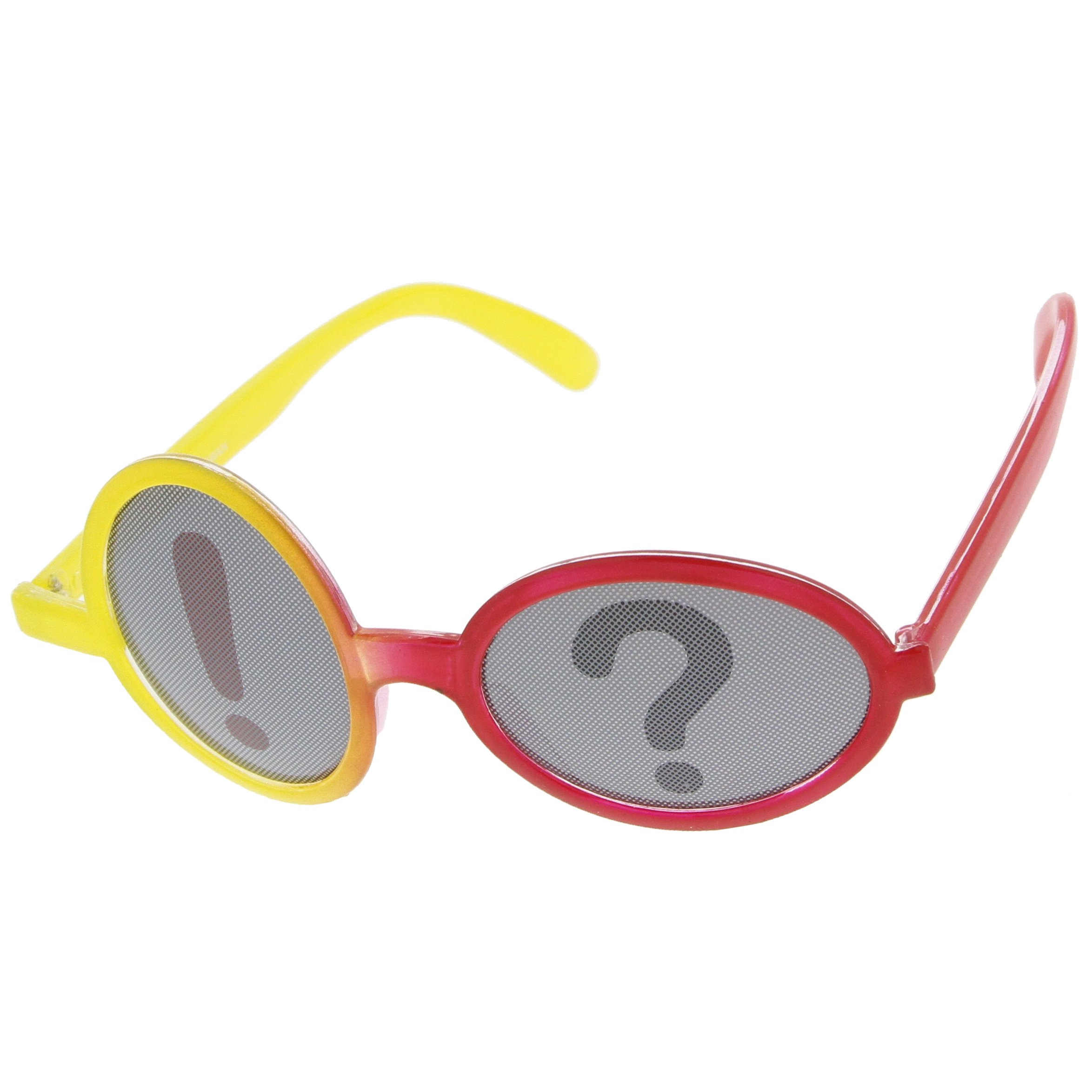 zeroUV Exclamation Question Mark Punctuation Silly Party Novelty Glasses (Yellow-Red Smoke)