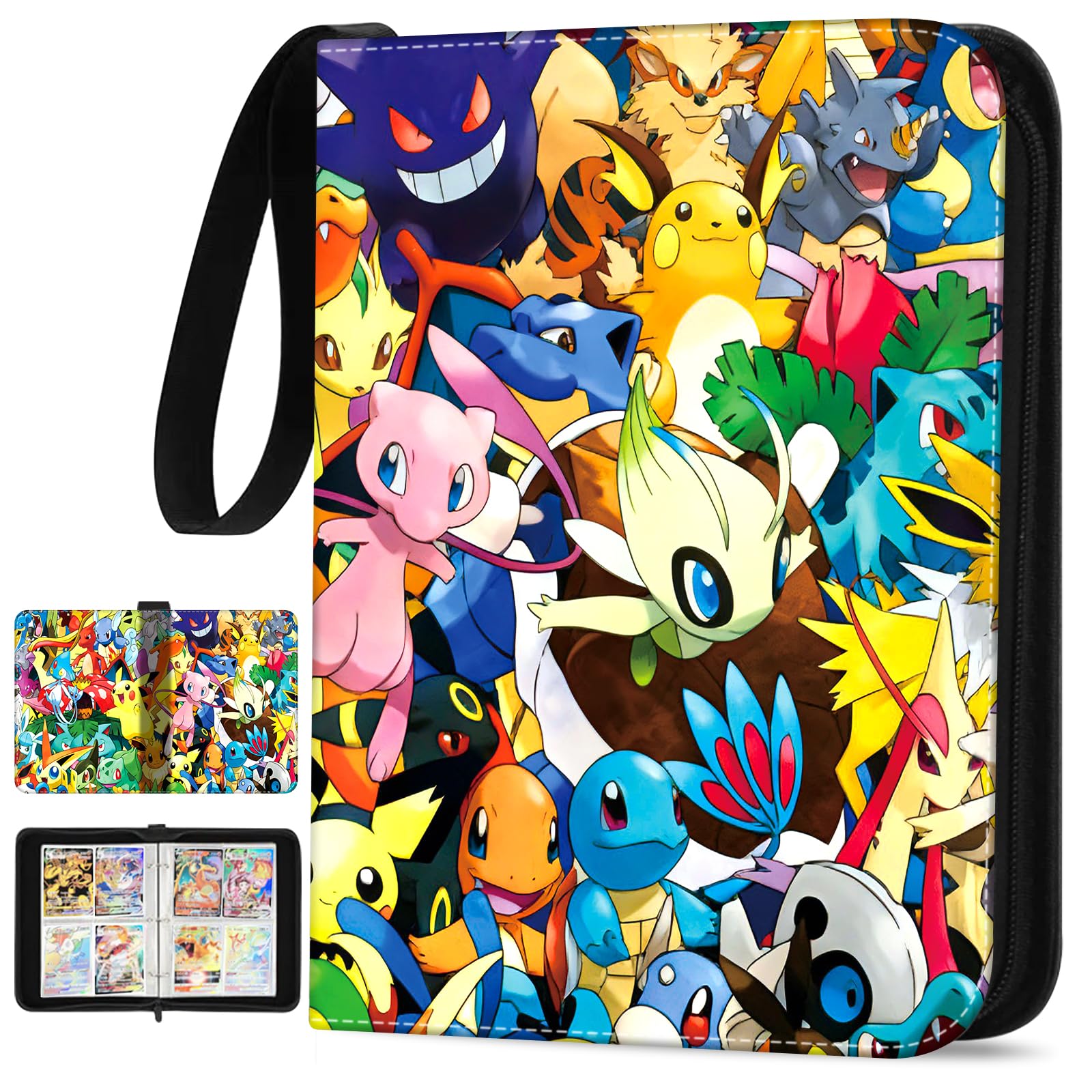 QRJYLFF Sammelkarten Album 400 Karten: 4 Taschen 50 Seiten Sammelalbum | Tragbar PU Wasserdicht Card Binder, SammelHeft Ordner Buch, Geschenke von Sammlern und Kindern.