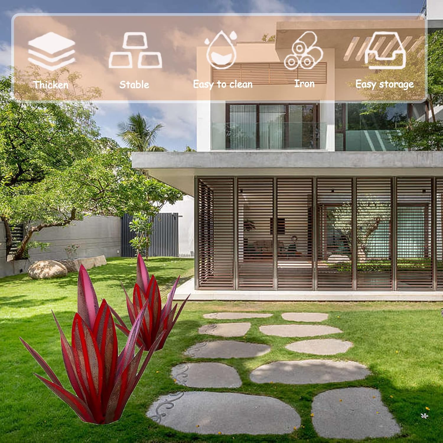 メタル テキーラ ラスティック 彫刻 メタル アガベ 植物 55cm DIY 素朴なメタル アガベ装飾 赤 メタルテキーラ ホームヤ