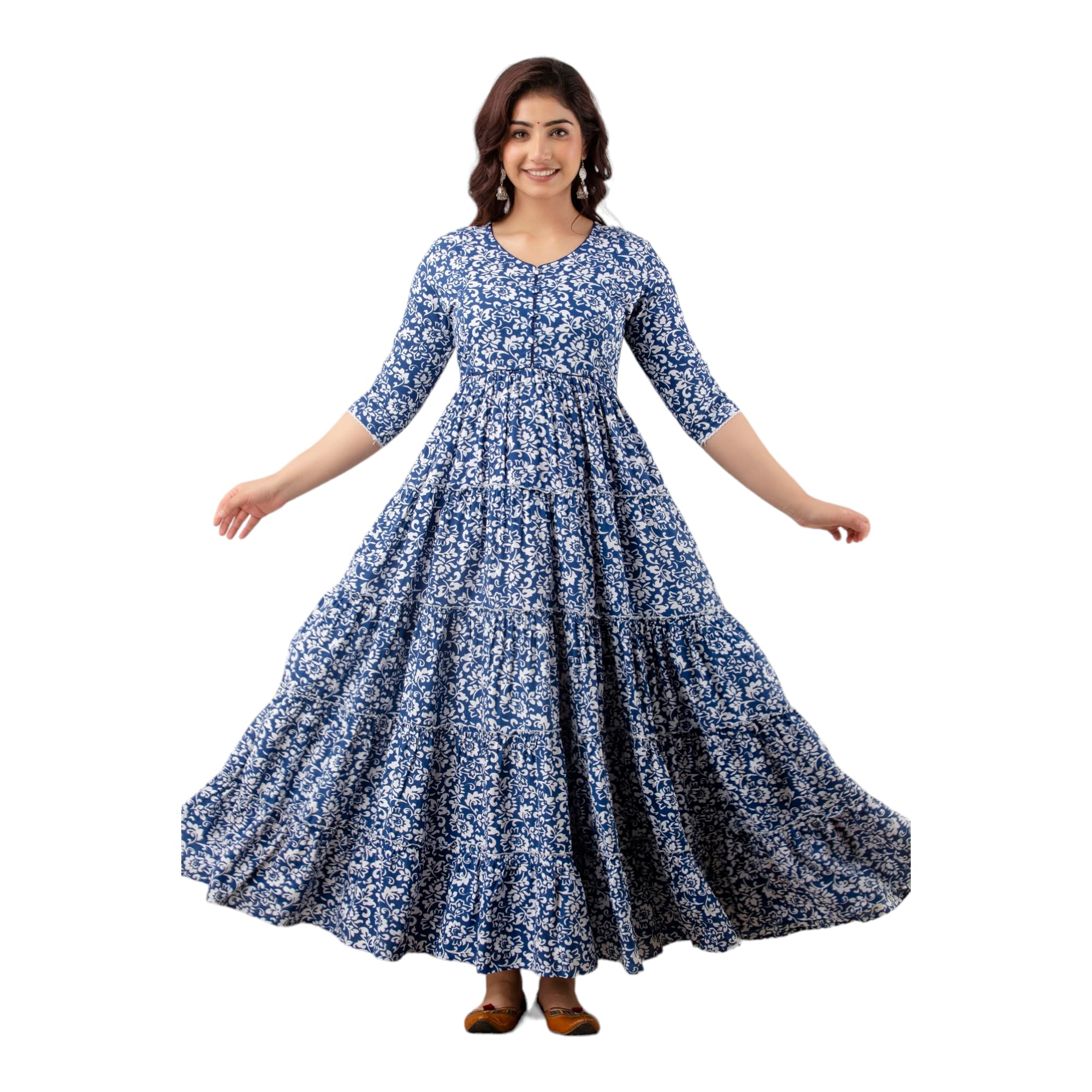 Women's Rayon Maternity Gown Pregnancy Casual Long Sleeve Dual Zipped for Feeding Nursing Maternity Comfort Gown