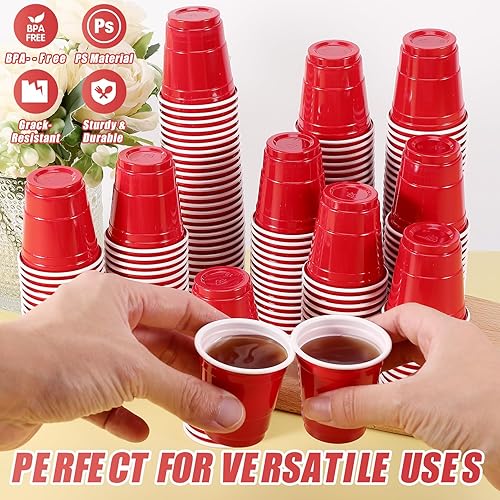 Miniatura 4 de 300 vasos de chupito de plástico de 2 onzas, vasos de chupito desechables, mini vasos rojos, mini vasos de chupito para fiestas para muestras y