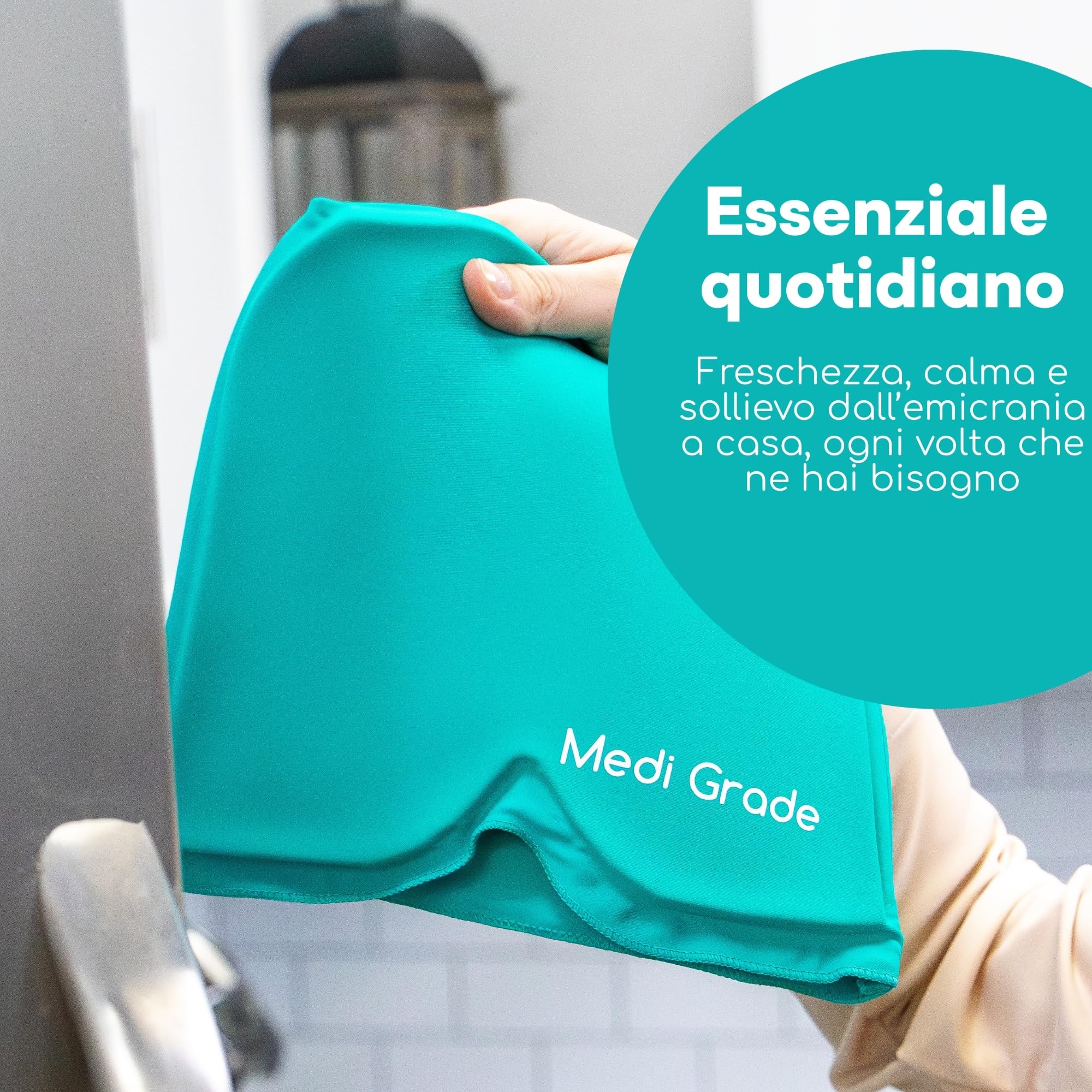 Medi Grade Cuffia in Gel per Emicrania – Cappello Rinfrescante per Cefalee con Terapia del Freddo – Maschera Mal di Testa Morbida, Oscurante e Riutilizzabile