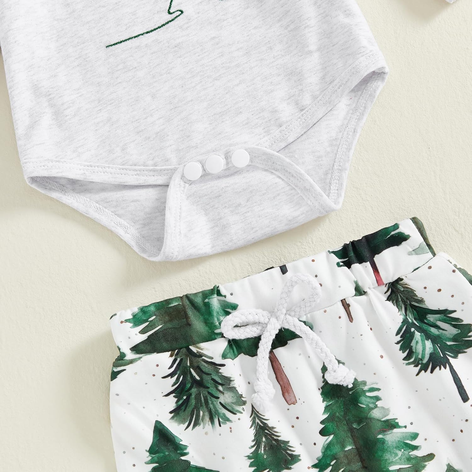 Newborn Baby Boy Outfit First Christmas Tree Print Long Sleeve Romper Jumpsuit and Pants Hat 3Pcs Clothes - Image 6