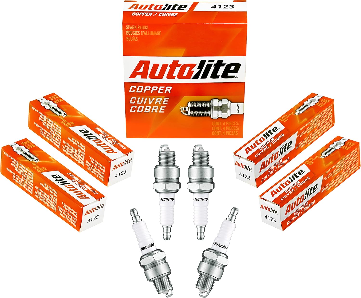 Autolite 4123 Copper Resistor Automotive Replacement Spark Plugs (4 Pack)