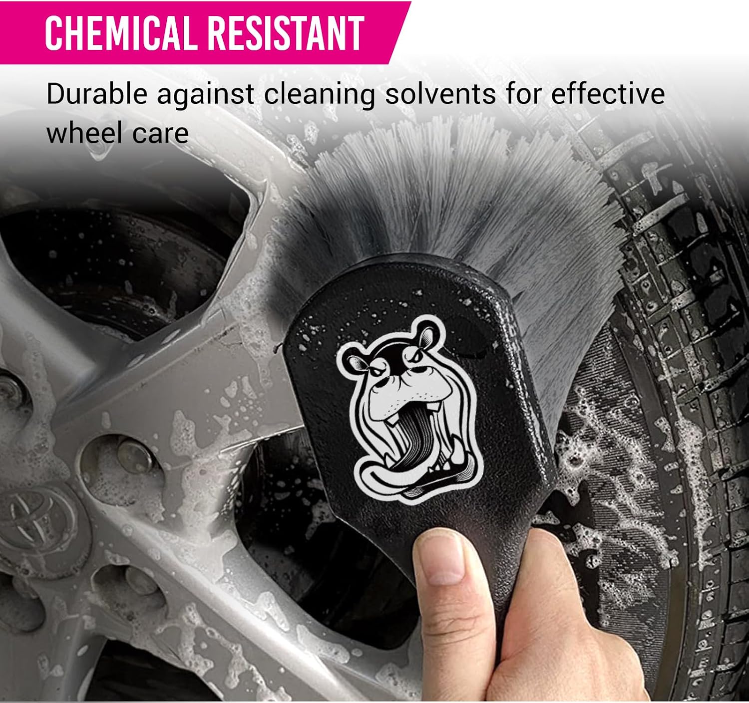 H.O.W Tire Cleaning Brush,Wheelie All Exterior Surface and Wheel Brush (Safe for Cars, Trucks, SUVs, RVs, Motorcycles, & More)