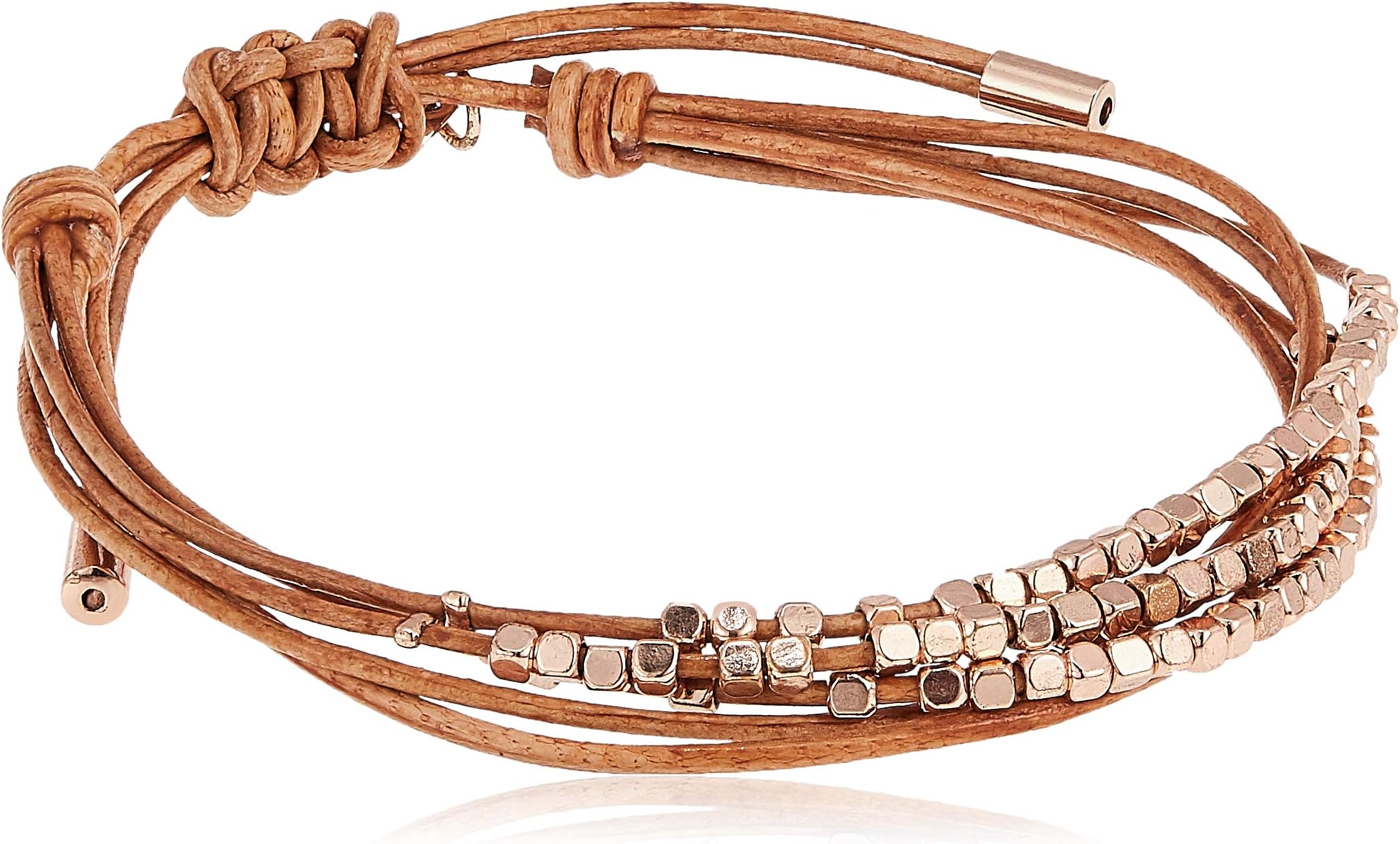 Fossil Women's Leather Bracelet, Color: Rose Gold/Tan (Model: JA6422791)