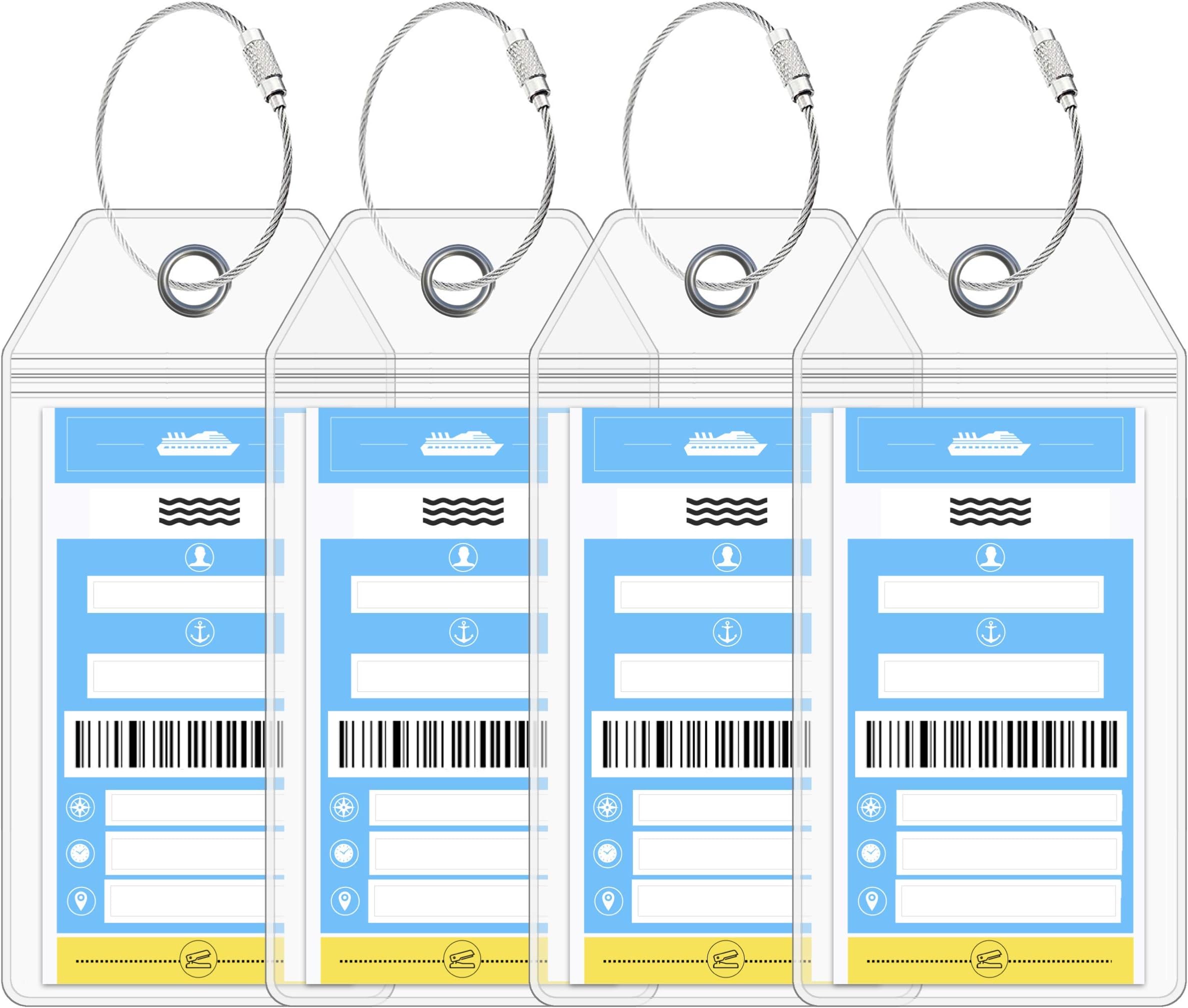 NCL Luggage Tag Holders by Cruise On [4 Pack] Fits Printed (Not Mailed) Norwegian Cruise Line & Tags for Ships in 2022 & 2023, Clear, NCL